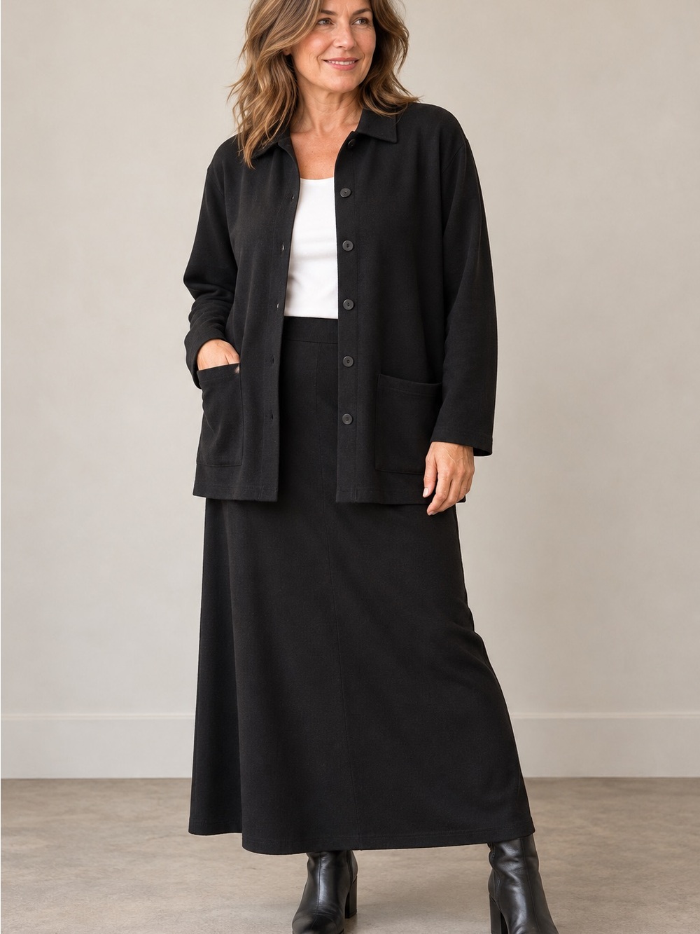 Signature Classic Button Front Jacket in Black Size XL